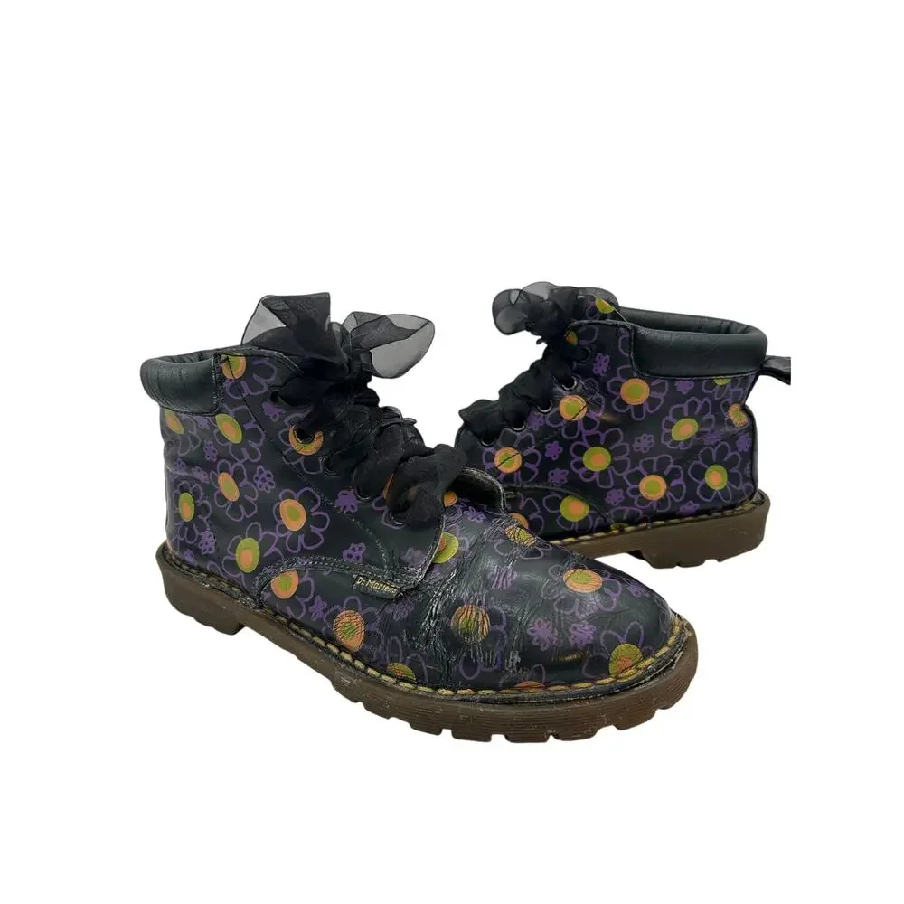 Rare Vintage Made in England Dr. Martens boots bold retro floral Print SZ 8 Y2k - Picture 7 of 11